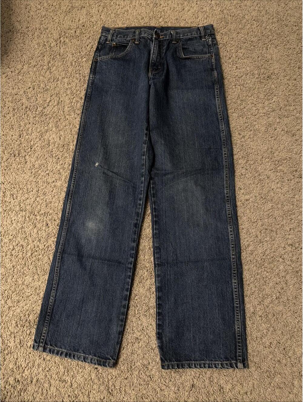 Dickies Jeans Mens 32x34 Blue Denim Straight Leg Workwear 5 Pocket Zip Fly Faded